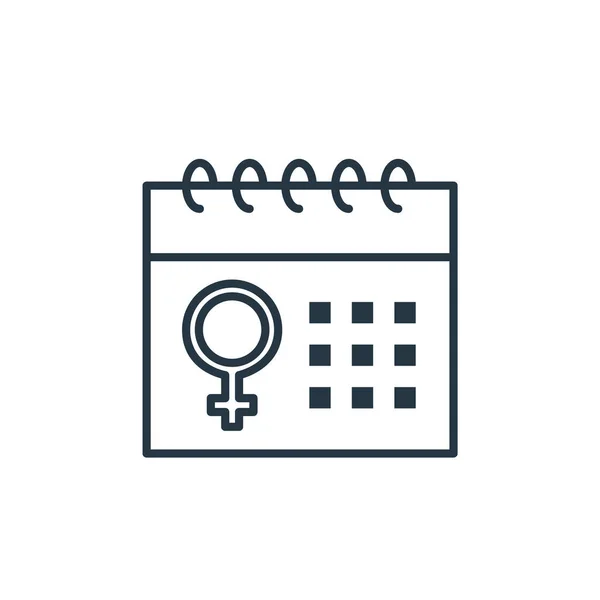 女性の日のコンセプトからカレンダーアイコンベクトル カレンダー編集可能なストロークの細い線図 Webやモバイルアプリ 印刷メディアでの使用のためのカレンダー線形記号 — ストックベクタ