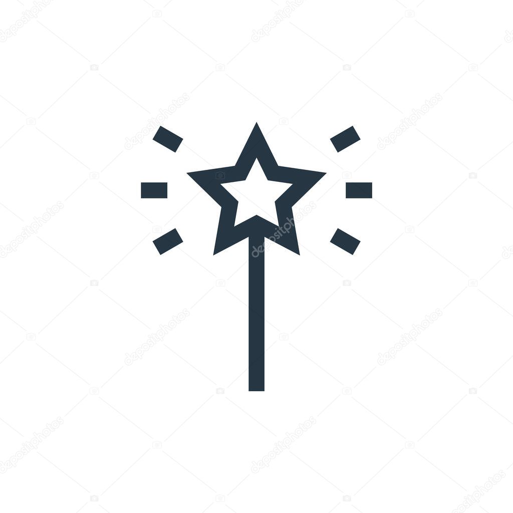 magic wand icon vector from fairytale concept. Thin line illustration of magic wand editable stroke. magic wand linear sign for use on web and mobile apps, logo, print media.