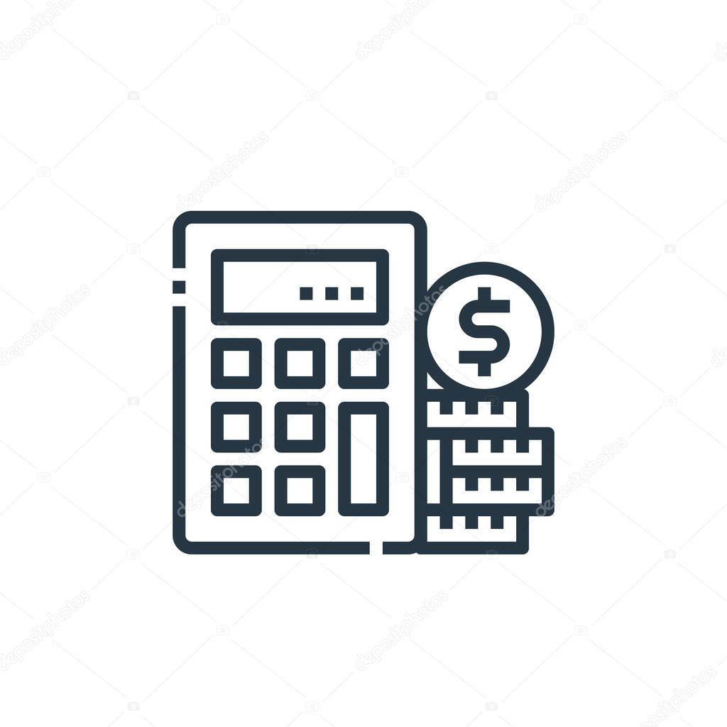 calculator icon vector from office concept. Thin line illustration of calculator editable stroke. calculator linear sign for use on web and mobile apps, logo, print media.