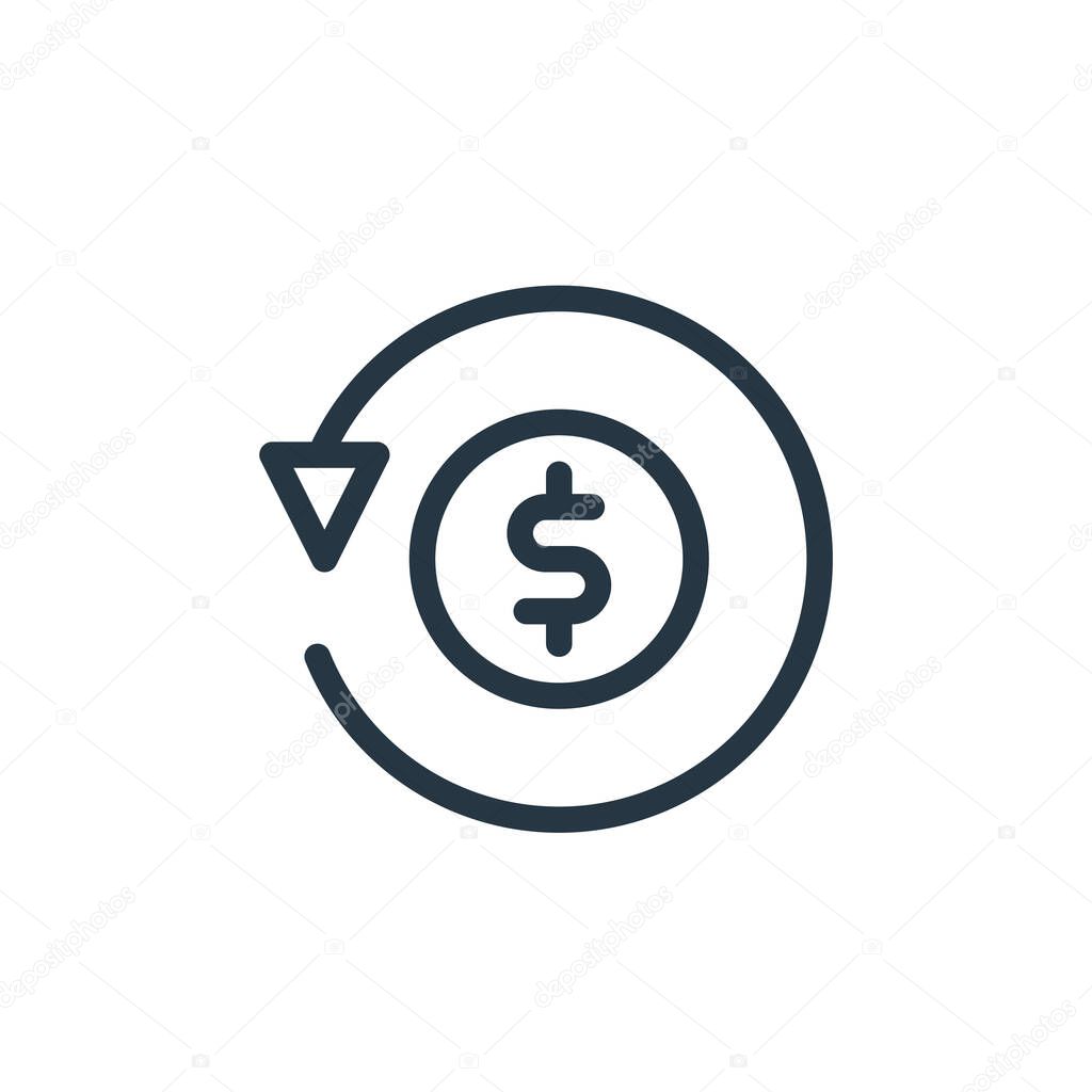 refund icon vector from ecommerce shopping concept. Thin line illustration of refund editable stroke. refund linear sign for use on web and mobile apps, logo, print media.