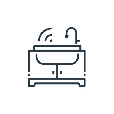 Akıllı ev kavramından akıllı ikon vektörü. Zekice düzenlenebilir vuruşun ince bir çizgisi. Web ve mobil uygulamalarda kullanmak için akıllı doğrusal işaret, logo, yazdırma ortamı.