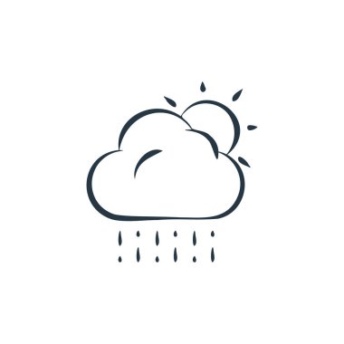 Hava konseptinden yağmur ikonu vektörü. Düzenlenebilir yağmurun ince bir çizgisi. Web ve mobil uygulamalarda kullanmak için yağmur doğrusal işareti, logo, yazdırma ortamı.