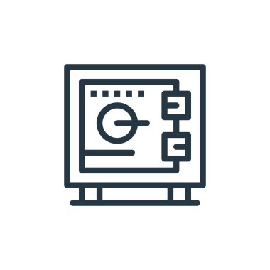 Banka ve finans konseptinden güvenli mevduat ikonu vektörü. Güvenli mevduat düzenlenebilir felcin ince çizgisi. Web ve mobil uygulamalar, logo ve yazdırma ortamlarında kullanım için güvenli emanet doğrusal işareti.