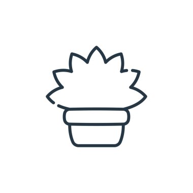 Ev bitkisi konseptinden ot ikonu vektörü. Düzenlenebilir bitki kabı felcinin ince bir çizgisi. Web ve mobil uygulamalar, logo ve yazdırma ortamlarında kullanmak için ot doğrusal işareti yerleştir.