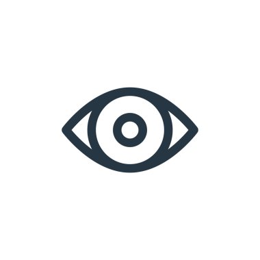 Temel ui kavramından bir göz ikonu vektörü. Göz felcinin ince bir çizgisi. Web ve mobil uygulamalarda kullanmak için göz doğrusal işareti, logo, yazdırma ortamı.