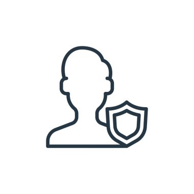 Kullanıcı konseptinden insan simgesi vektörü. İnce bir insan felci çizgisi. Web ve mobil uygulamalarda kullanmak için adam doğrusal işareti, logo, yazdırma ortamı.