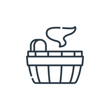 Instagram 'dan sauna ikonu vektörü güzellik konseptini vurguluyor. Düzenlenebilir sauna felcinin ince bir çizgisi. Web ve mobil uygulamalarda kullanmak için sauna doğrusal işareti, logo, yazdırma ortamı.