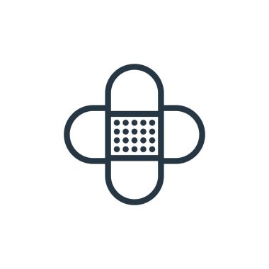 Tıbbi konseptten simge vektörünü yamalar. Düzenlenebilir vuruşların ince çizgisi. Web ve mobil uygulamalar, logo ve yazdırma ortamlarında kullanmak için doğrusal işaret verir.