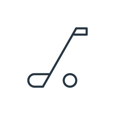 Spor konseptinden hokey ikonu vektörü. Hokey inmesinin ince bir çizgisi. Web ve mobil uygulamalarda kullanmak için hokey lineer işareti, logo, yazdırma ortamı.