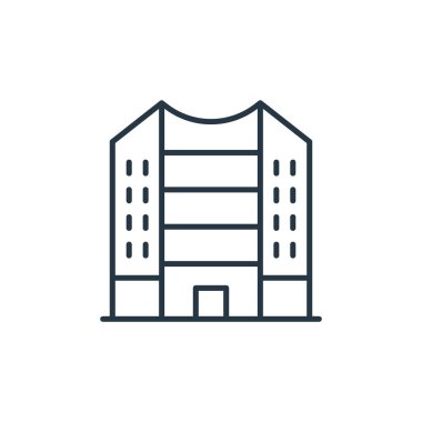 Gökdelen konseptinden bir ikon vektörü. İnce çizgili, düzenlenebilir felç çizgisi. Web ve mobil uygulamalarda kullanmak için fabrika doğrusal işareti, logo, yazdırma ortamı.