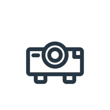 İş konseptinden projektör ikon vektörü. İnce çizgili, düzenlenebilir inme çizgisi. Web ve mobil uygulamalarda kullanmak için projektör doğrusal işareti, logo, yazdırma ortamı.