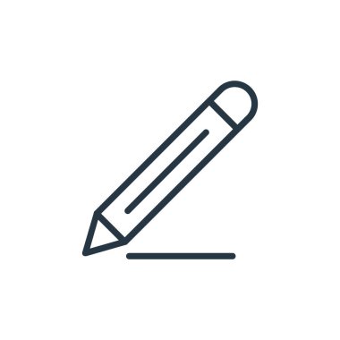 İş ve ofis konseptinden kalem ikonu vektörü. İnce çizgili, düzenlenebilir kalem darbesi. Web ve mobil uygulamalarda kullanmak için kalem doğrusal işareti, logo, yazdırma ortamı.
