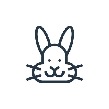 Veterinerlik konseptinden tavşan ikonu vektörü. Düzenlenebilir tavşan vuruşunun ince çizgisi. Web ve mobil uygulamalarda kullanmak için tavşan doğrusal işareti, logo, yazdırma ortamı.