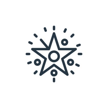Evrendeki yıldız ikonu vektörü. Yıldız düzenlenebilir vuruşunun ince çizgisi. Web ve mobil uygulamalarda kullanmak için yıldız doğrusal işareti, logo, yazdırma ortamı.