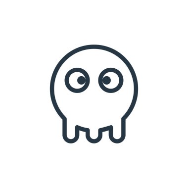 Cadılar Bayramı konseptinden hayalet ikon vektörü. Kurgulanabilir hayalet felcinin ince bir çizgisi. Web ve mobil uygulamalarda kullanmak için hayalet doğrusal işareti, logo, yazdırma ortamı.