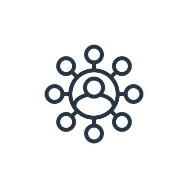 Takım çalışması konseptinden bağlantı simgesi vektörü. Düzenlenebilir vuruşların ince çizgisi. ağ ve mobil uygulamalarda kullanım için doğrusal işaret, logo, yazdırma ortamı.