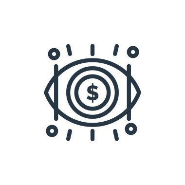 Banka ve finans konseptinden göz ikonu vektörü. Göz felcinin ince bir çizgisi. Web ve mobil uygulamalarda kullanmak için göz doğrusal işareti, logo, yazdırma ortamı.