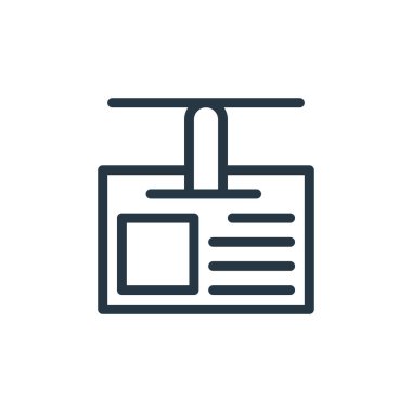 Eğitim konseptinden kimlik kartı ikonu vektörü. Kimlik kartının düzenlenebilir vuruşunun ince çizgisi. Web ve mobil uygulamalarda kullanmak için kimlik kartı doğrusal işareti, logo, yazdırma ortamı.