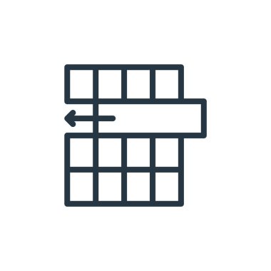 Hesap tablosu kavramından sütun simgesi vektörü. Sütun düzenlenebilir vuruşunun ince çizgisi. Web ve mobil uygulamalarda kullanmak için sütun doğrusal işareti, logo, yazdırma ortamı.