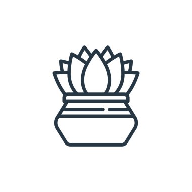 Bitki konseptinden bitki ikonu vektörü. Düzenlenebilir bitki felcinin ince bir çizgisi. Web ve mobil uygulamalarda kullanım için bitkisel doğrusal işaret, logo, yazdırma ortamı.