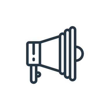 Film çekimi konseptinden megafon ikon vektörü. Düzenlenebilir megafon vuruşunun ince çizgisi. Web ve mobil uygulamalarda kullanmak için megafon doğrusal işareti, logo, yazdırma ortamı.