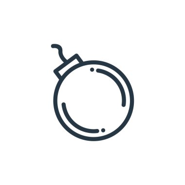 Siber güvenlik kavramından bir ikon vektörü. Bomba düzenlenebilir vuruşun ince çizgisi. İnternet ve mobil uygulamalarda kullanmak için bomba doğrusal işareti, logo, yazdırma ortamı.