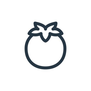 Yiyecek içecek konseptinden domates ikonu vektörü. Domates kurgulanabilir felcinin ince bir çizgisi. Web ve mobil uygulamalarda kullanmak için domates doğrusal işareti, logo, yazdırma ortamları.