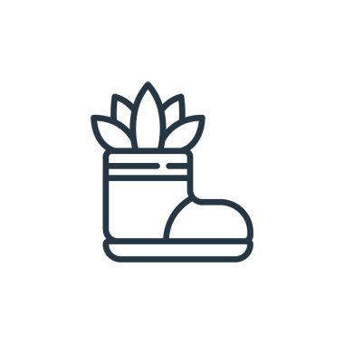 Bitki konseptinden bitki ikonu vektörü. Düzenlenebilir bitki felcinin ince bir çizgisi. Web ve mobil uygulamalarda kullanım için bitkisel doğrusal işaret, logo, yazdırma ortamı.