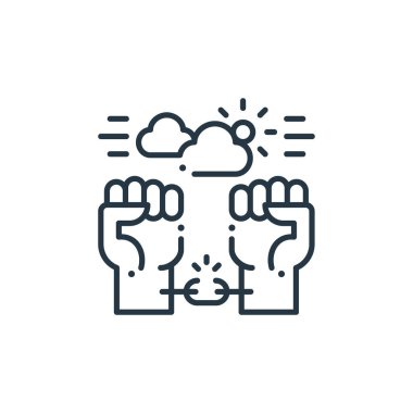 Özgürlük ikonu kadın günü konseptinden. Düzenlenebilir inme özgürlüğünün ince çizgisi. Web ve mobil uygulamalarda kullanmak için özgürlük doğrusal işareti, logo, yazdırma ortamı.