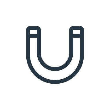 İş konseptinden mıknatıs ikonu vektörü. Düzenlenebilir mıknatıs darbesinin ince çizgisi. Web ve mobil uygulamalarda kullanmak için mıknatıs doğrusal işareti, logo, yazdırma ortamı.