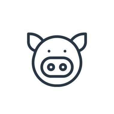 Veterinerlik konseptinden domuz ikonu vektörü. İnce çizgili, düzenlenebilir domuz felci çizgisi. Web ve mobil uygulamalarda kullanmak için domuz doğrusal işareti, logo, yazdırma ortamı.