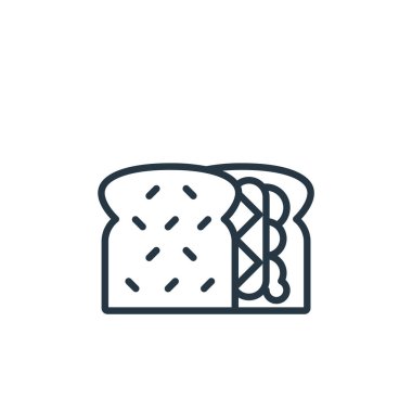 Sandviç konseptinden sandviç ikonu vektörü. İnce çizgili, düzenlenebilir sandiviç vuruşu. Web ve mobil uygulamalarda kullanmak için sandviç doğrusal işareti, logo, yazdırma ortamı.