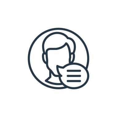 kullanıcı konseptinden profil simgesi vektörü. İnce çizgili düzenlenebilir felç çizgisi. Web ve mobil uygulamalarda kullanmak için profil doğrusal işareti, logo, yazdırma ortamı.