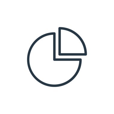 Grafik konseptinden pasta grafiği ikonu vektörü. Pasta grafiğinin düzenlenebilir darbelerinin ince çizgisi. Web ve mobil uygulamalarda kullanmak için pasta grafiği doğrusal işareti, logo, yazdırma ortamı.