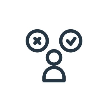 Etik kavramından seçim simgesi vektörü. Düzenlenebilir vuruşun ince çizgisi. Web ve mobil uygulamalarda kullanmak için seçili doğrusal işaret, logo, yazdırma ortamı.