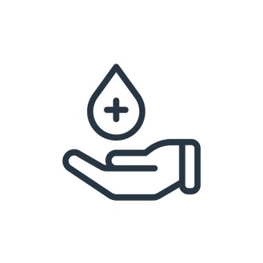 Tıbbi eşya konseptinden kan bağışı ikonu vektörü. Düzenlenebilir kan bağışı felcinin ince bir çizgisi. Web ve mobil uygulamalarda kullanmak için kan bağışı doğrusal işareti, logo, yazdırma medyası.