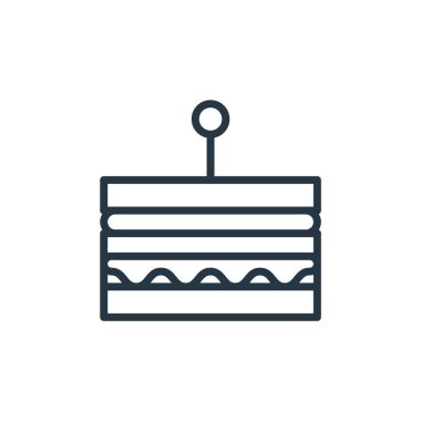 Sandviç konseptinden sandviç ikonu vektörü. İnce çizgili, düzenlenebilir sandiviç vuruşu. Web ve mobil uygulamalarda kullanmak için sandviç doğrusal işareti, logo, yazdırma ortamı.