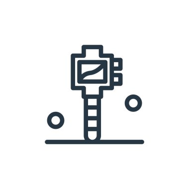 Termal mızrak ikonu vektörü mühendislik konseptinden. Termal düzenlenebilir felcin ince bir çizgisi. Web ve mobil uygulamalarda kullanmak için termal mızrak doğrusal işareti, logo, yazdırma ortamı.