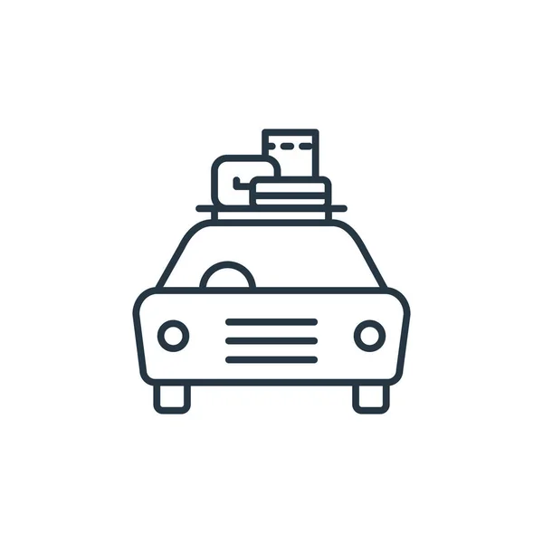 Wektor Ikony Taksówki Koncepcji Podróży Cienka Linia Ilustracja Taksówką Edytowalny — Wektor stockowy