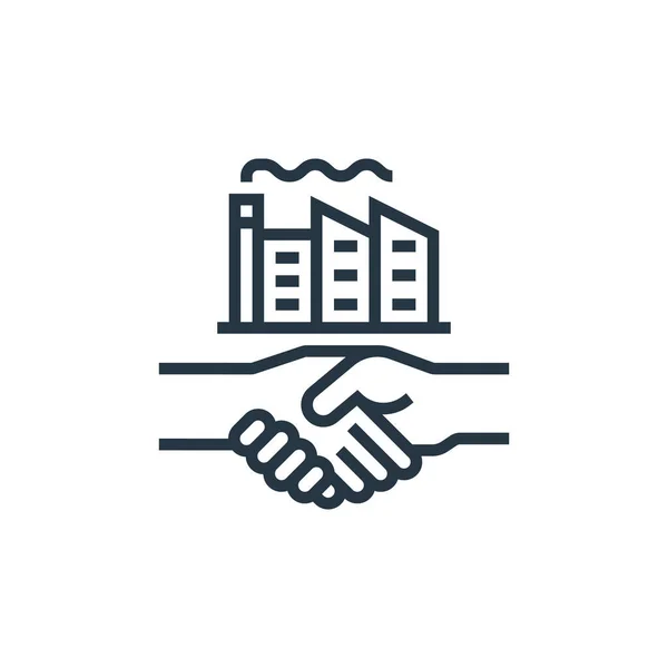 Partnerschaft Handschlag Symbol Vektor Von Geschäftsprozess Outsourcing Konzept Dünne Linie — Stockvektor