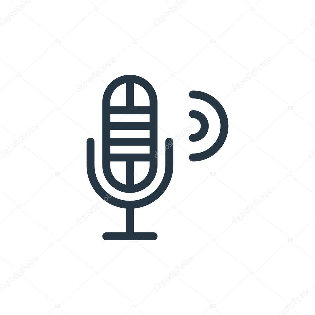 microphone icon vector from marketing business concept. Thin line illustration of microphone editable stroke. microphone linear sign for use on web and mobile apps, logo, print media.