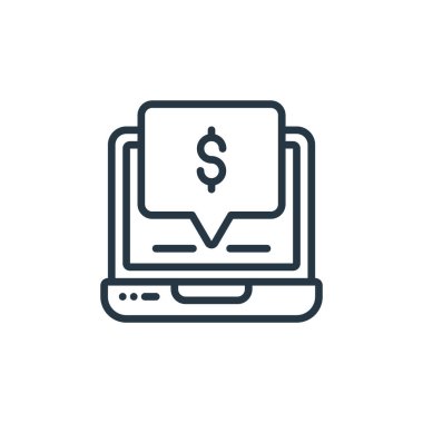 Satış konseptindeki satış ikonu vektörü. İnce çizgili düzenlenebilir felç çizgisi. Web ve mobil uygulamalarda kullanmak için doğrusal satış işareti, logo, yazdırma ortamı.