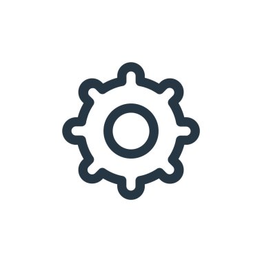 ekommerce kullanıcı arayüzü kavramından ayar simgesi vektörü. Düzenlenebilir inme ayarlarının ince çizgisi. Web ve mobil uygulamalar, logo ve yazdırma ortamlarında kullanım için doğrusal imza ayarları.