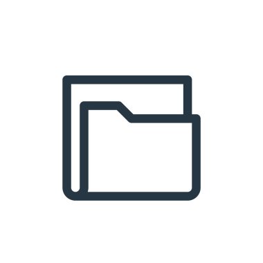 Temel ui kavramındaki dizin ikonu vektörü. Düzenlenebilir klasör vuruşunun ince çizgisi. Web ve mobil uygulamalarda kullanmak için dizin doğrusal işareti, logo, yazdırma ortamı.