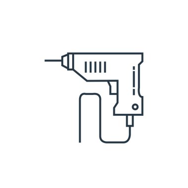 İnşaat konseptinden sondaj ikonu vektörü. İnce çizgili düzenlenebilir felç çizgisi. Web ve mobil uygulamalarda kullanmak için doğrusal sondaj işareti, logo, yazdırma ortamı.