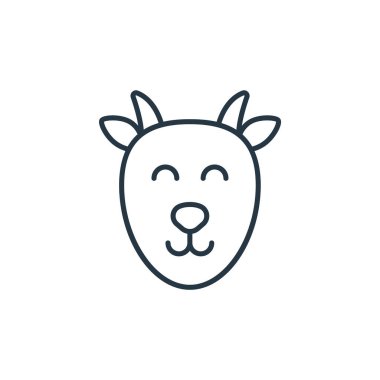 Hayvan konseptinden bir keçi ikonu vektörü. Keçi inmesinin ince bir çizgisi. Web ve mobil uygulamalarda kullanmak için keçi doğrusal işareti, logo, yazdırma ortamı.