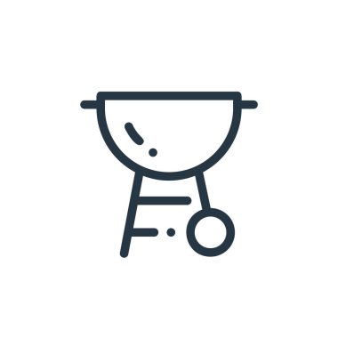 Bahar konseptinden barbekü ikonu vektörü. Barbekü ızgarasının düzenlenebilir vuruşunun ince çizgisi. Web ve mobil uygulamalarda kullanmak için ızgara doğrusal işareti, logo, yazdırma ortamı.