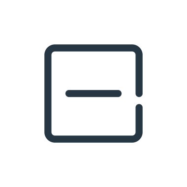 Gösterge panelinden ikon vektörü eksildi. Eksi düzenlenebilir felcin ince bir çizgisi. Web ve mobil uygulamalarda kullanım için doğrusal işaret, logo, yazdırma ortamı.