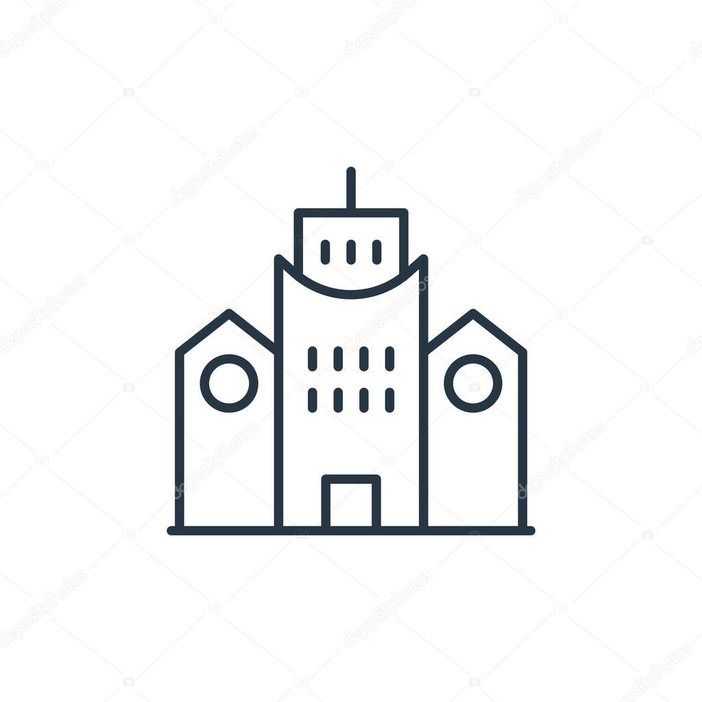 town hall icon vector from skyscraper concept. Thin line illustration of town hall editable stroke. town hall linear sign for use on web and mobile apps, logo, print media.