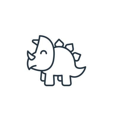 Triceratops ikon vektörü dinozor konseptinden. Triceratops 'un düzenlenebilir vuruşunun ince çizgisi. Web ve mobil uygulamalarda kullanmak için triceratops doğrusal işareti, logo, yazdırma ortamı.